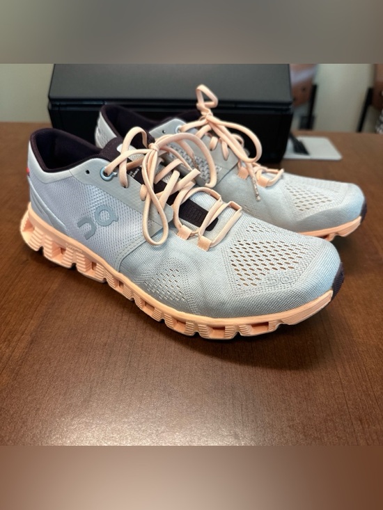 On Running Shoes - ON Cloud X Running Sneakers Womens 8.5 silver almond peach CrossFit gym